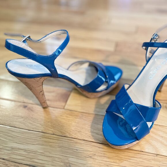 Franco Sarto Blue Patent Leather Platform Heels Sz 7 - Picture 8 of 8